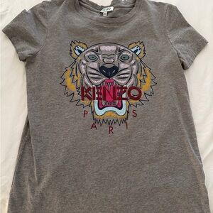 Kenzo Gray Tee with Vibrant Tiger Design